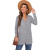 image:imageGRECERELLE Womens Long Sleeve Open Front Cardigan Button Down Ribbed Lightweight Knit Outerwear with Pocket04 Gary