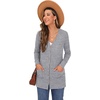 image:imageGRECERELLE Womens Long Sleeve Open Front Cardigan Button Down Ribbed Lightweight Knit Outerwear with Pocket04 Gary