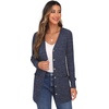 image:imageGRECERELLE Womens Long Sleeve Open Front Cardigan Button Down Ribbed Lightweight Knit Outerwear with Pocket06 Navy Blue