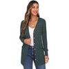 image:imageGRECERELLE Womens Long Sleeve Open Front Cardigan Button Down Ribbed Lightweight Knit Outerwear with Pocket07 Dark Green
