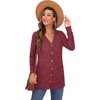 image:imageGRECERELLE Womens Long Sleeve Open Front Cardigan Button Down Ribbed Lightweight Knit Outerwear with Pocket08 Red