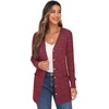 image:imageGRECERELLE Womens Long Sleeve Open Front Cardigan Button Down Ribbed Lightweight Knit Outerwear with Pocket08 Red