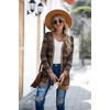 image:imageGRECERELLE Womens Long Sleeve Open Front Cardigan Button Down Ribbed Lightweight Knit Outerwear with PocketAround Flower Brown