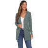 image:imageGRECERELLE Womens Long Sleeve Open Front Cardigan Button Down Ribbed Lightweight Knit Outerwear with PocketBlue Green