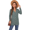 image:imageGRECERELLE Womens Long Sleeve Open Front Cardigan Button Down Ribbed Lightweight Knit Outerwear with PocketBlue Green