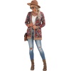 image:imageGRECERELLE Womens Long Sleeve Open Front Cardigan Button Down Ribbed Lightweight Knit Outerwear with PocketBrown Pink Flower