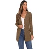 image:imageGRECERELLE Womens Long Sleeve Open Front Cardigan Button Down Ribbed Lightweight Knit Outerwear with PocketCaramel