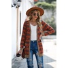 image:imageGRECERELLE Womens Long Sleeve Open Front Cardigan Button Down Ribbed Lightweight Knit Outerwear with PocketChristmas Tree Red