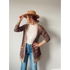 image:imageGRECERELLE Womens Long Sleeve Open Front Cardigan Button Down Ribbed Lightweight Knit Outerwear with PocketColorful Cashew Navy