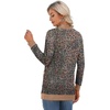 image:imageGRECERELLE Womens Long Sleeve Open Front Cardigan Button Down Ribbed Lightweight Knit Outerwear with PocketLeopard Black