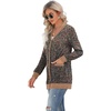 image:imageGRECERELLE Womens Long Sleeve Open Front Cardigan Button Down Ribbed Lightweight Knit Outerwear with PocketLeopard Black