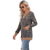 image:imageGRECERELLE Womens Long Sleeve Open Front Cardigan Button Down Ribbed Lightweight Knit Outerwear with PocketLeopard Blue
