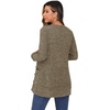 image:imageGRECERELLE Womens Long Sleeve Open Front Cardigan Button Down Ribbed Lightweight Knit Outerwear with PocketLight Brown