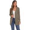 image:imageGRECERELLE Womens Long Sleeve Open Front Cardigan Button Down Ribbed Lightweight Knit Outerwear with PocketLight Brown