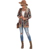 image:imageGRECERELLE Womens Long Sleeve Open Front Cardigan Button Down Ribbed Lightweight Knit Outerwear with PocketNavy Blue Daffodil