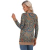 image:imageGRECERELLE Womens Long Sleeve Open Front Cardigan Button Down Ribbed Lightweight Knit Outerwear with PocketPaisley Blue