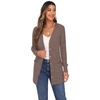 image:imageGRECERELLE Womens Long Sleeve Open Front Cardigan Button Down Ribbed Lightweight Knit Outerwear with PocketPink
