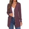 image:imageGRECERELLE Womens Long Sleeve Open Front Cardigan Button Down Ribbed Lightweight Knit Outerwear with PocketRose Red