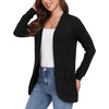 image:imageGRECERELLE Womens Long Sleeve Open Front Cardigan Casual VNeck Curved Hem Ribbed Knit Sweater Outerwear with Pockets01 Black