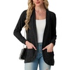 image:imageGRECERELLE Womens Long Sleeve Open Front Cardigan Casual VNeck Curved Hem Ribbed Knit Sweater Outerwear with Pockets01 Black