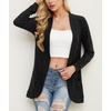 image:imageGRECERELLE Womens Long Sleeve Open Front Cardigan Casual VNeck Curved Hem Ribbed Knit Sweater Outerwear with Pockets01 Black