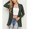 image:imageGRECERELLE Womens Long Sleeve Open Front Cardigan Casual VNeck Curved Hem Ribbed Knit Sweater Outerwear with PocketsArmy Green