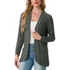 image:imageGRECERELLE Womens Long Sleeve Open Front Cardigan Casual VNeck Curved Hem Ribbed Knit Sweater Outerwear with PocketsArmy Green