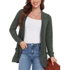 image:imageGRECERELLE Womens Long Sleeve Open Front Cardigan Casual VNeck Curved Hem Ribbed Knit Sweater Outerwear with PocketsArmy Green