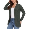 image:imageGRECERELLE Womens Long Sleeve Open Front Cardigan Casual VNeck Curved Hem Ribbed Knit Sweater Outerwear with PocketsArmy Green