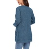 image:imageGRECERELLE Womens Long Sleeve Open Front Cardigan Casual VNeck Curved Hem Ribbed Knit Sweater Outerwear with PocketsBlue