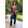 image:imageGRECERELLE Womens Long Sleeve Open Front Cardigan Casual VNeck Curved Hem Ribbed Knit Sweater Outerwear with PocketsCashew Navy