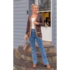 image:imageGRECERELLE Womens Long Sleeve Open Front Cardigan Casual VNeck Curved Hem Ribbed Knit Sweater Outerwear with PocketsCashew Navy