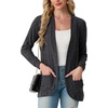 image:imageGRECERELLE Womens Long Sleeve Open Front Cardigan Casual VNeck Curved Hem Ribbed Knit Sweater Outerwear with PocketsDark Gray