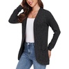 image:imageGRECERELLE Womens Long Sleeve Open Front Cardigan Casual VNeck Curved Hem Ribbed Knit Sweater Outerwear with PocketsDark Gray