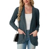 image:imageGRECERELLE Womens Long Sleeve Open Front Cardigan Casual VNeck Curved Hem Ribbed Knit Sweater Outerwear with PocketsDark Green