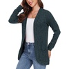 image:imageGRECERELLE Womens Long Sleeve Open Front Cardigan Casual VNeck Curved Hem Ribbed Knit Sweater Outerwear with PocketsDark Green