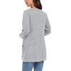 image:imageGRECERELLE Womens Long Sleeve Open Front Cardigan Casual VNeck Curved Hem Ribbed Knit Sweater Outerwear with PocketsGray