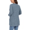 image:imageGRECERELLE Womens Long Sleeve Open Front Cardigan Casual VNeck Curved Hem Ribbed Knit Sweater Outerwear with PocketsLight Blue