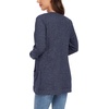 image:imageGRECERELLE Womens Long Sleeve Open Front Cardigan Casual VNeck Curved Hem Ribbed Knit Sweater Outerwear with PocketsNavy Blue