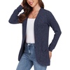 image:imageGRECERELLE Womens Long Sleeve Open Front Cardigan Casual VNeck Curved Hem Ribbed Knit Sweater Outerwear with PocketsNavy Blue
