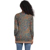 image:imageGRECERELLE Womens Long Sleeve Open Front Cardigan Casual VNeck Curved Hem Ribbed Knit Sweater Outerwear with PocketsPaisley Blue