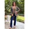 image:imageGRECERELLE Womens Long Sleeve Open Front Cardigan Casual VNeck Curved Hem Ribbed Knit Sweater Outerwear with PocketsPaisley Blue