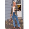 image:imageGRECERELLE Womens Long Sleeve Open Front Cardigan Casual VNeck Curved Hem Ribbed Knit Sweater Outerwear with PocketsPaisley Blue