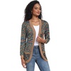 image:imageGRECERELLE Womens Long Sleeve Open Front Cardigan Casual VNeck Curved Hem Ribbed Knit Sweater Outerwear with PocketsPaisley Blue