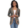 image:imageGRECERELLE Womens Long Sleeve Open Front Cardigan Casual VNeck Curved Hem Ribbed Knit Sweater Outerwear with PocketsPaisley Blue