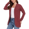 image:imageGRECERELLE Womens Long Sleeve Open Front Cardigan Casual VNeck Curved Hem Ribbed Knit Sweater Outerwear with PocketsRed