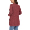 image:imageGRECERELLE Womens Long Sleeve Open Front Cardigan Casual VNeck Curved Hem Ribbed Knit Sweater Outerwear with PocketsRed