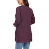 image:imageGRECERELLE Womens Long Sleeve Open Front Cardigan Casual VNeck Curved Hem Ribbed Knit Sweater Outerwear with PocketsRose Red