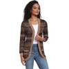 image:imageGRECERELLE Womens Long Sleeve Open Front Cardigan Casual VNeck Curved Hem Ribbed Knit Sweater Outerwear with PocketsRound Flower Brown