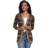 image:imageGRECERELLE Womens Long Sleeve Open Front Cardigan Casual VNeck Curved Hem Ribbed Knit Sweater Outerwear with PocketsRound Flower Brown